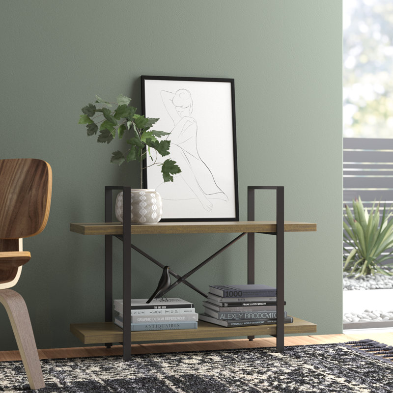 Comobabi 2 Tier Rustic Etagere Bookcase