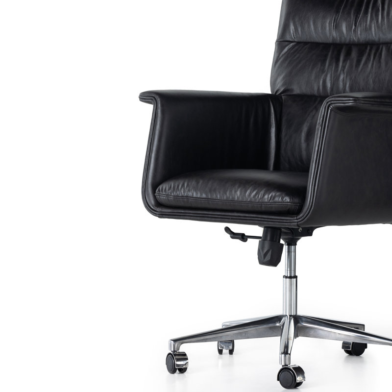 Humphrey Leather Swivel Office Chair, Sonoma Black Genuine Leather