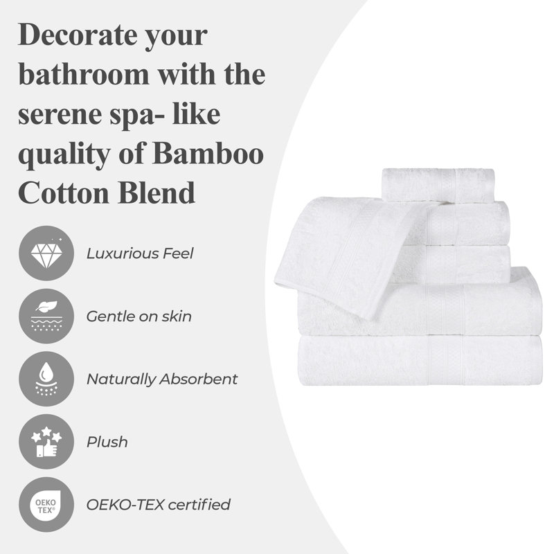 Luxurious White Cotton and Bamboo Blend 8-Piece Towel Set