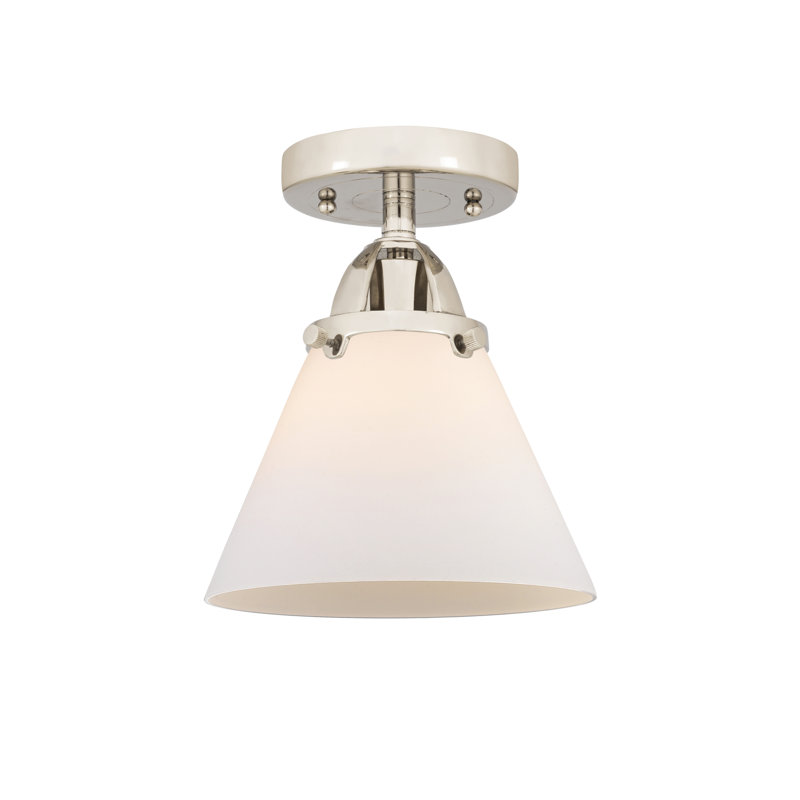 Plafonnier semi-encastré en verre à DEL, Blanc mat, H 9,5 po x l 7,75 po x P 7,75 po, Nickel poli