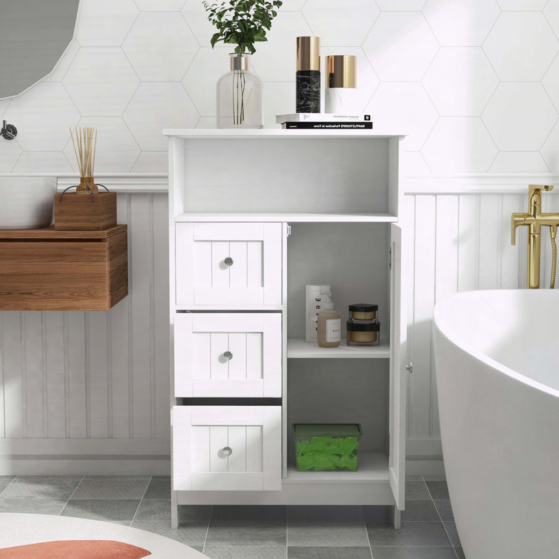Armoire de rangement pour salle de bain avec 3 tiroirs et porte