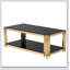 Table basse rectangulaire moderne à double couche avec verre trempé et acier inoxydable, parfaite pour les salons et les bureaux
