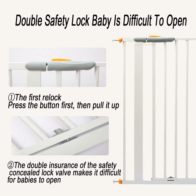 Barrière d'enfant générique, barrière de sécurité pour animaux à fermeture automatique - sans perceuse et loquet double