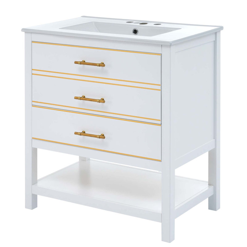 Ensemble de meuble-lavabo 30 po bleu / blanc avec deux tiroirs