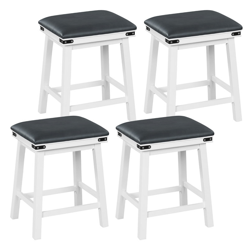 Ensemble de 4 tabourets de bar en cuir d'unité centrale avec siège rembourré Winston Porter, Blanc