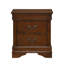 Table de chevet classique de style Louis-Philippe avec deux tiroirs et poignées en laiton antique