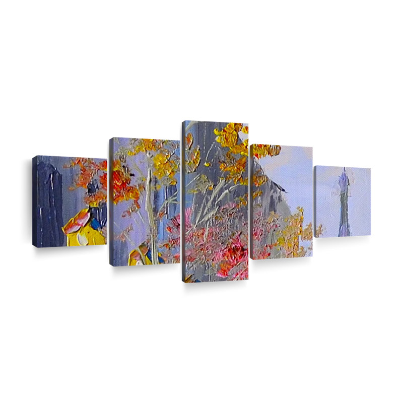" Abstract Impressionism " 5 - Pieces, 34" H x 74" W x 1.25" D