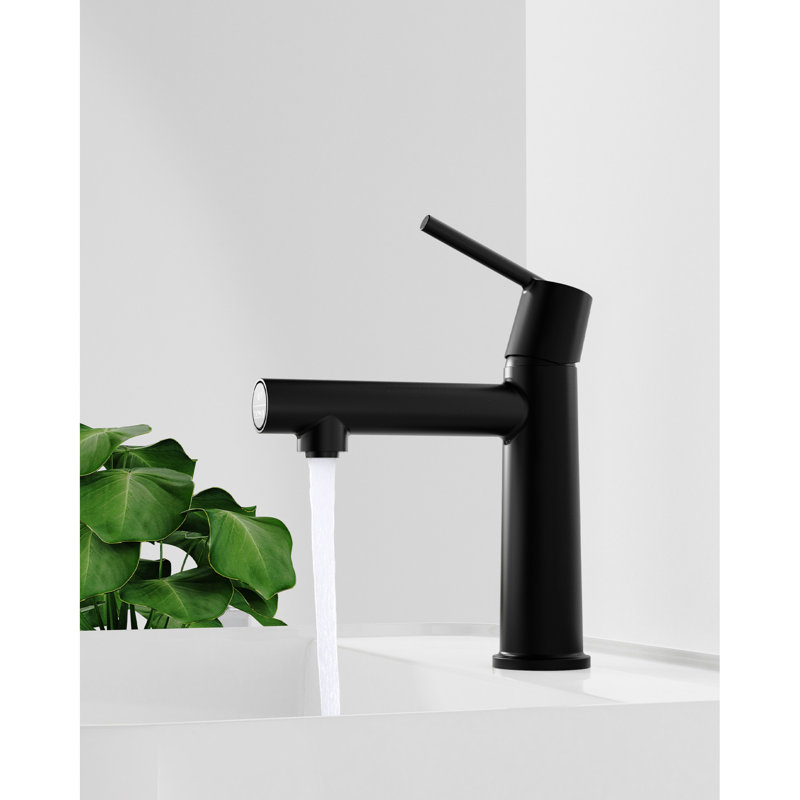 Robinet pour salle de bain à poignée simple noir mat, montage sur comptoir à 1 trou, fonctionnalité de débit et de fontaine, égratignure, conservation de l'eau, robinet d'évier à installation simple, mode double, installation