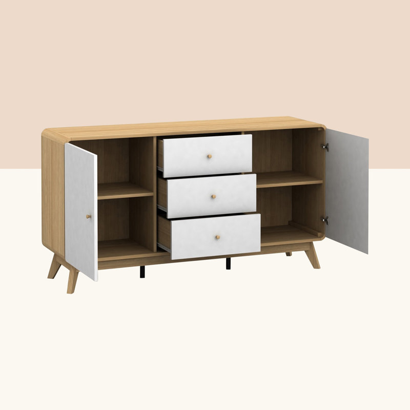 Justine 140Cm Wide 3 Drawer Sideboard, Oak/White