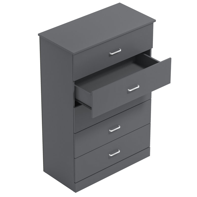Allyannah 5 Drawer 47.2'' H Dresser, Graphite Gray