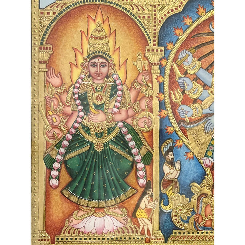 Nataraja avec Shivakamini | Miniature en relief | Peinture de MySore | Avec cadre