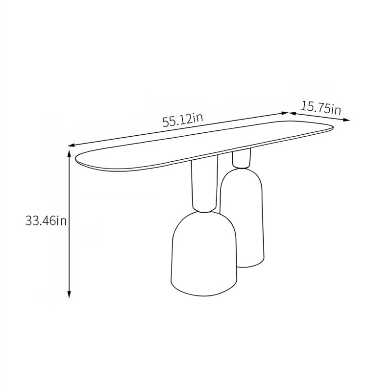 Console multifonctionnelle à fond rond, H 33,46 po x l 55,12 po x P 15,75 po