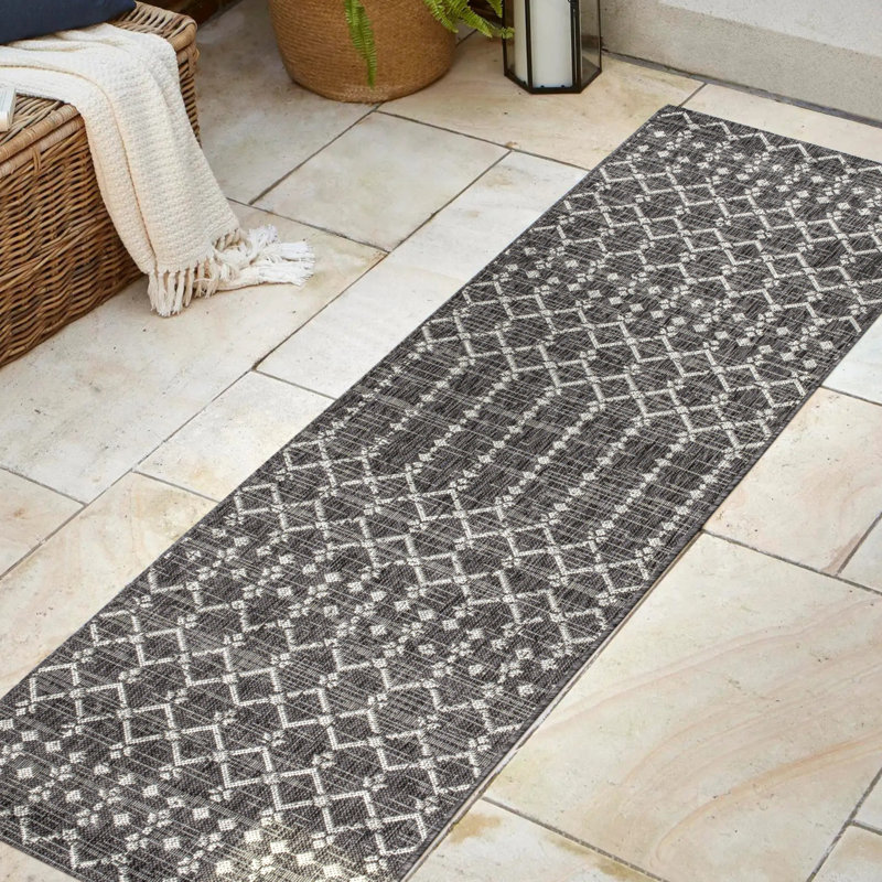 Tapis d'intérieur / extérieur Crompton, Tapis de couloir 2 pi 2 po x 10 pi, Noir/gris