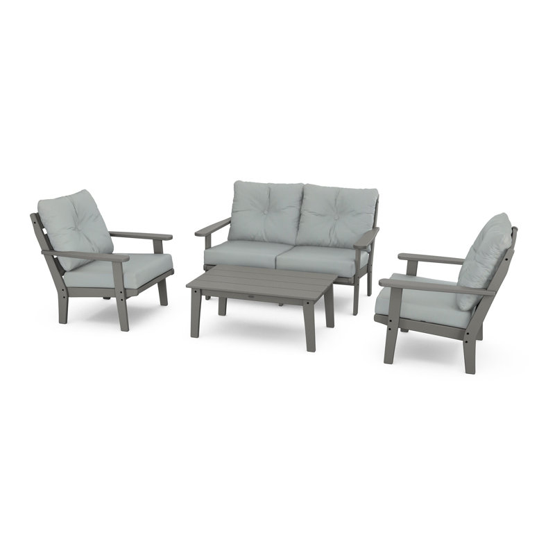 Lakeside 4-Piece Deep Seating Set, Sand, Weathered Tweed
