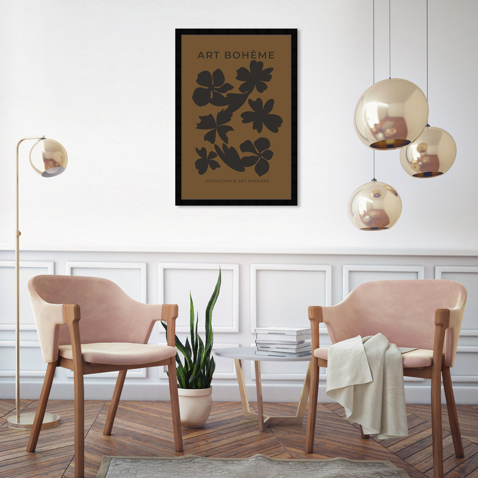 Minimal Black And Brown Floral Pattern by Oliver Gal, Black, 32" H x 22" W