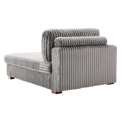 Chaise longue surdimensionnée en flanelle de fourrure de lapin gris clair avec accoudoirs et coussins Bentura