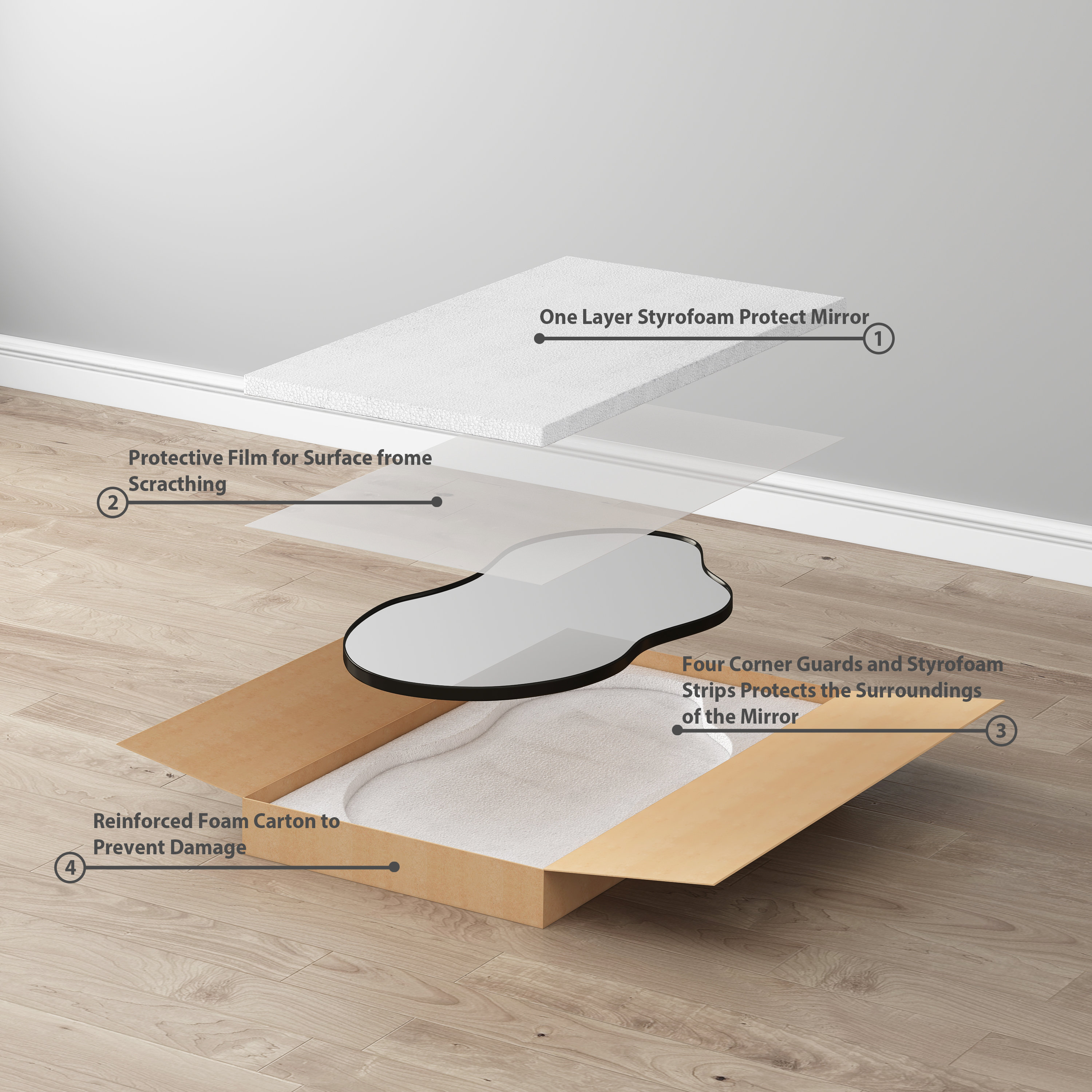 Ashane Asymmetrical Wall Mirror Metal Frame