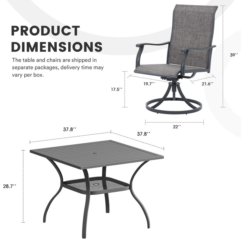 Ensemble repas pour patio, Noir / gris