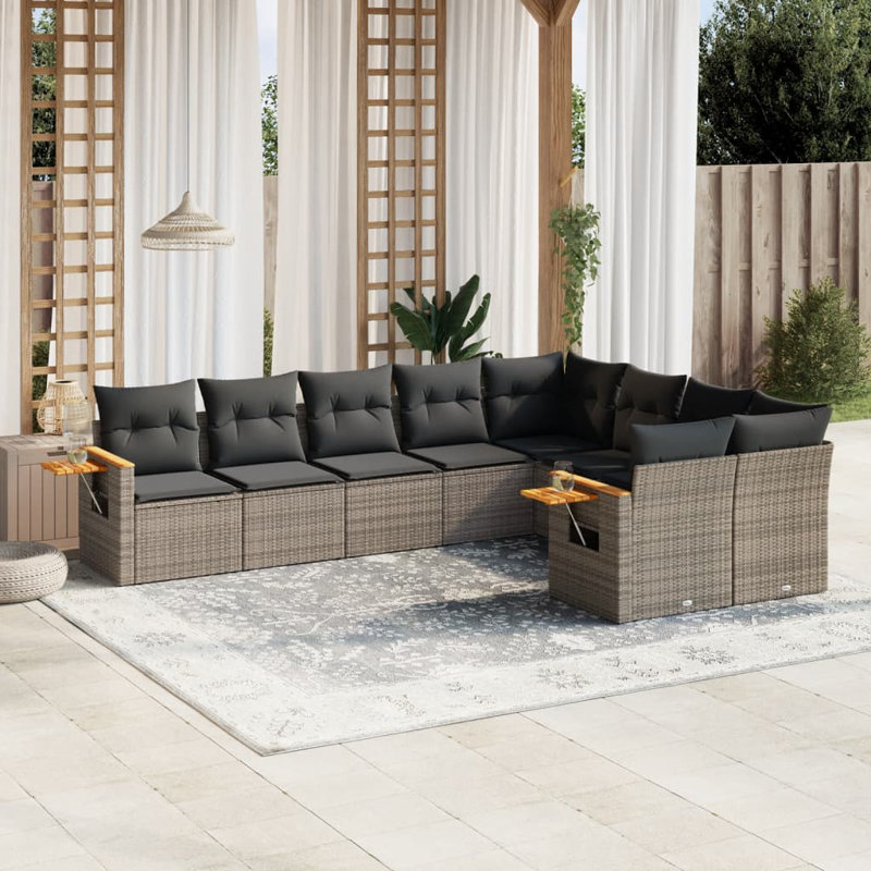 Ensemble de canapé de jardin en rotin PE 9 pièces Vidaxl