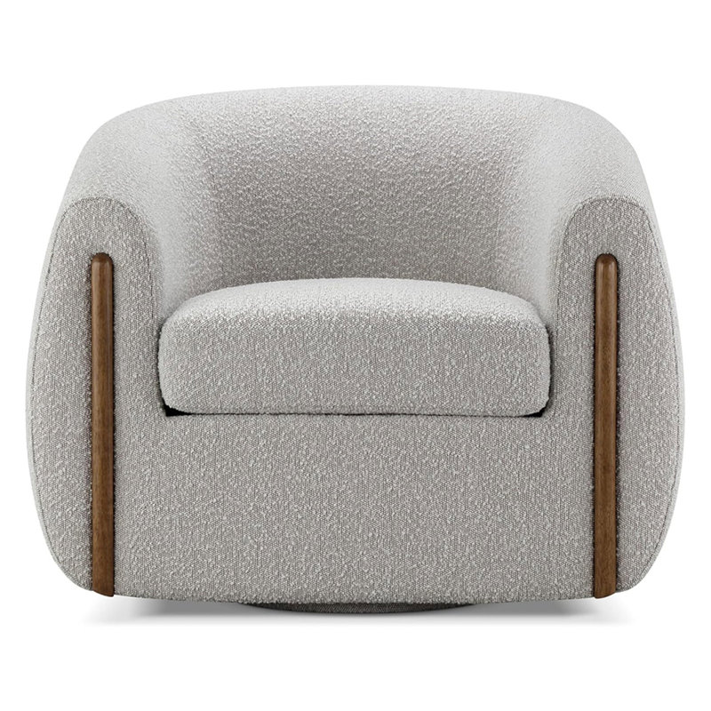 Fauteuil demi-tonneau pivotant l 36,6 po Botzow, Mélange de polyester crème