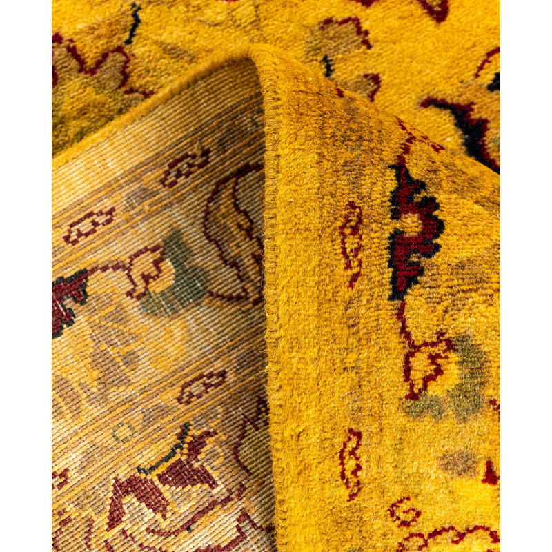 Overdyed Hand-Knotted Wool Modern-Contemporary Yellow Runner 2' 7" x 10' 1"