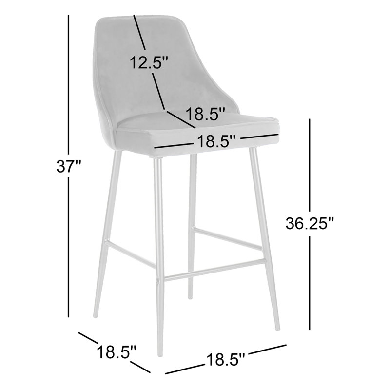 Tabouret de bar Celest, Velours bleu, Chrome