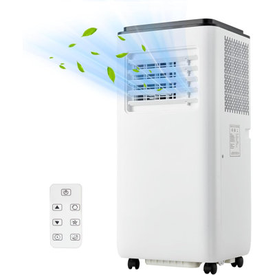 Climatiseur portatif, climatiseur portatif 10 000 BTU, unité de climatisation avec refroidissement, déshumidification et ventilateur, fonctionnement silencieux et mobilité facile, télécommande, qualité de l'air améliorée pour la maison et le bureau