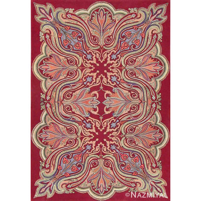 One-of-a-Kind Rectangle 5'7" X 8' 1920s Wool Area Rug in Red/Beige