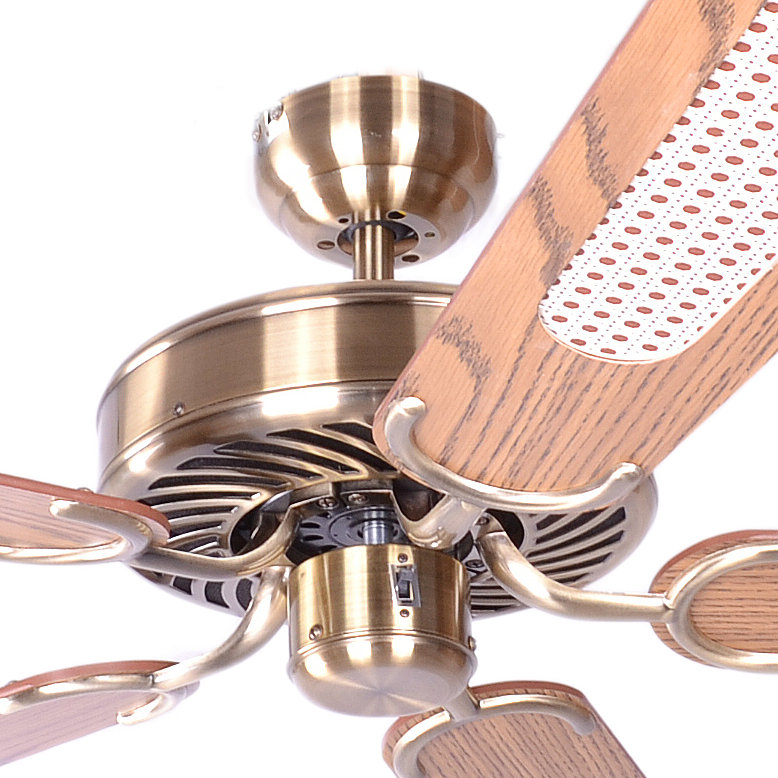 Shayla 132cm Ceiling Fan, Walnut, Antique Brass