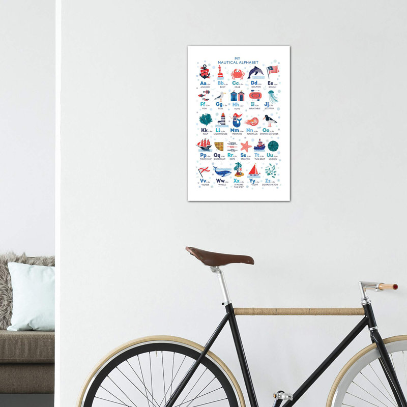 Nautical Alphabet - impression d'art graphique, Pas de tapis, Toile tendue, H 12 po x l 8 po x P 0,75 po