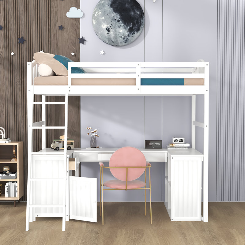 Lit mezzanine simple pour enfants Heinman, Blanc