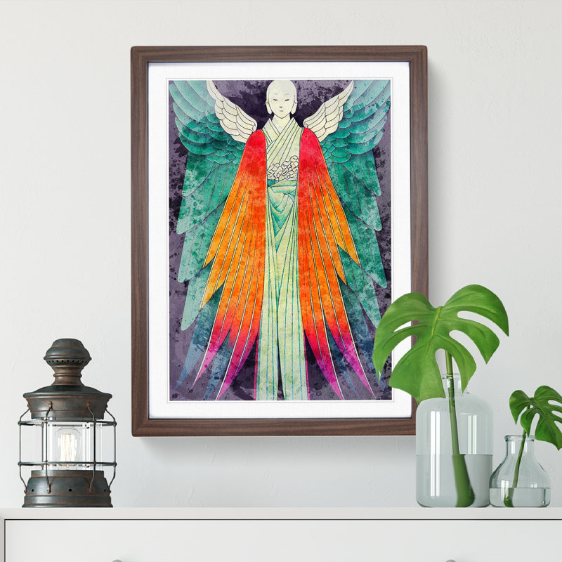 Beautiful Angel - Single Picture Frame Painting, 46cm H x 34cm W x 2cm D, Brown Framed