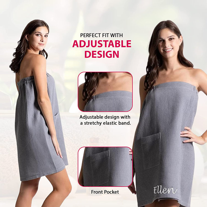 Enveloppement personnalisé pour serviettes de spa pour femmes - Enveloppement corporel gaufré doux et absorbant - Serviettes de bain personnalisées avec nom brodé