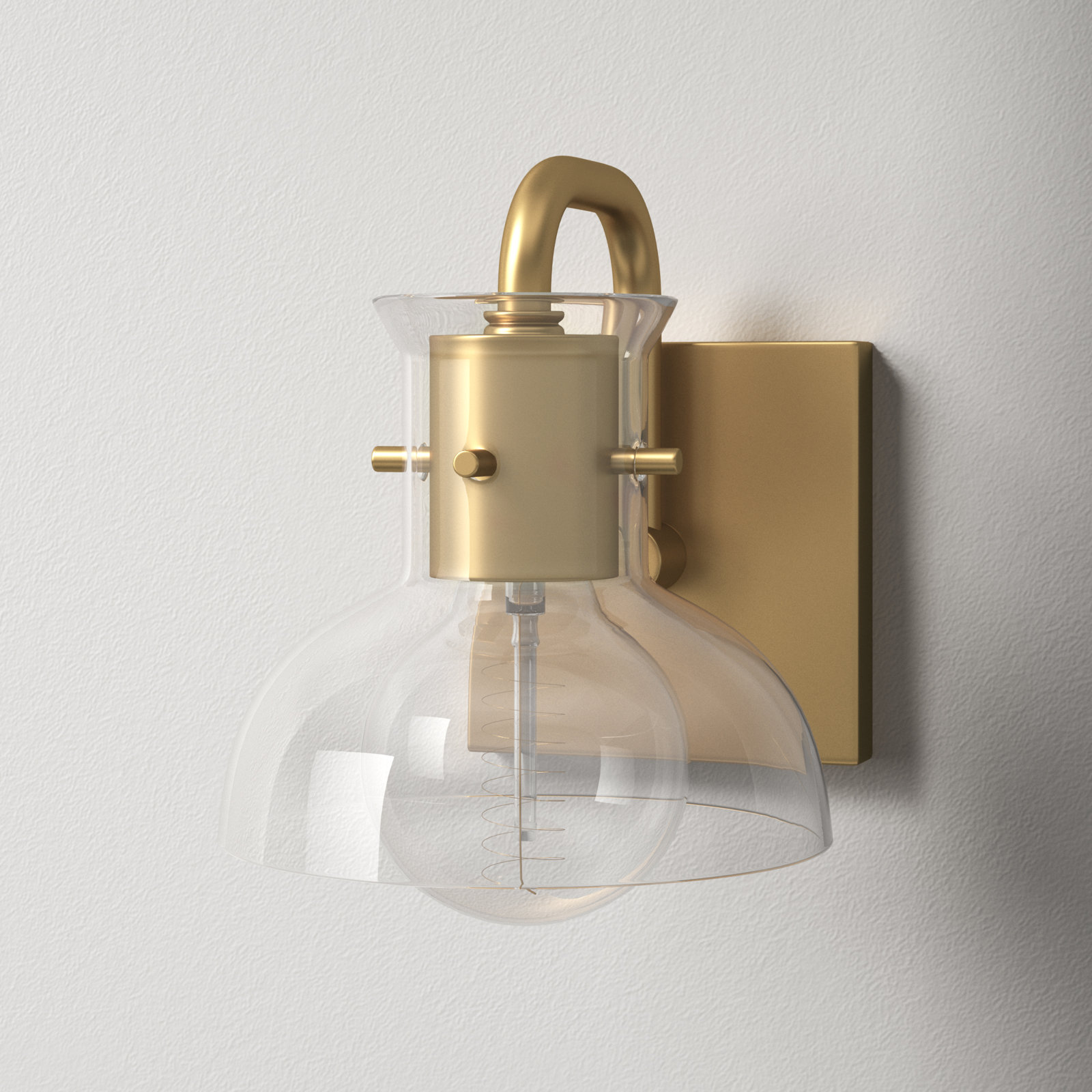 Luke Single Transparent Dimmable Bath Sconce, Aged Brass