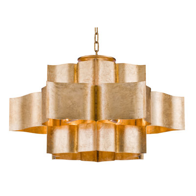 Lustre transitionnel 12 feuilles à 3 niveaux