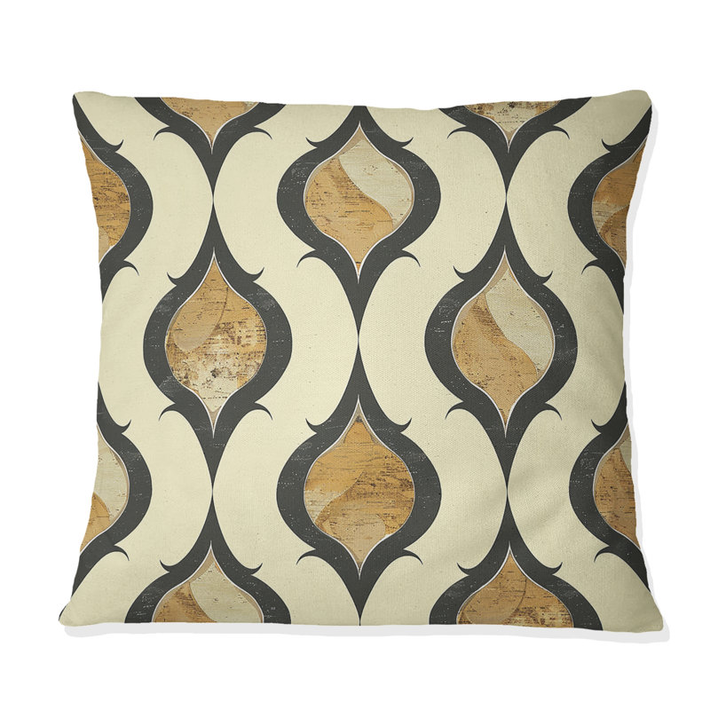 Coussin décoratif brun et beige Ogee Patterns V, H 16 po x l 16 po
