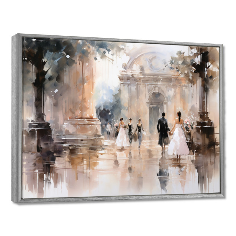 Impression sur toile Fashion Impressionist Elegance II, H 34 po x l 44 po x P 1,5 po, Encadrement argenté