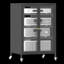 Armoire de rangement avec roulettes, 4 tablettes réglables en verre pour le salon