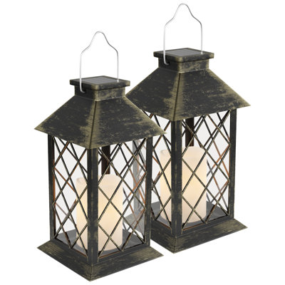 Homemory Solar Lanterns Outdoor Waterproof Hanging With Flickering Flameless Candles, 2 Pack Garden Outdoor Lantern Decorative For Patio Front Porch Backyard Balcony Cabin Outside (bronze - View #13