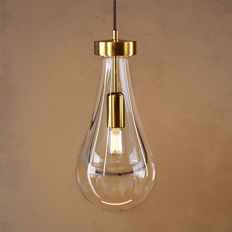 1 - Light Luxury Raindrop Single Pendant, Bronze