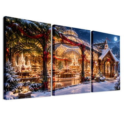 " Winter Glasshouse With Gingerbread Christmas " 3 Piece Art