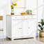 Buffet moderne - Plateau en bois massif, 3 tiroirs, portes, tablette réglable pour un rangement efficace dans la cuisine. Blanc.