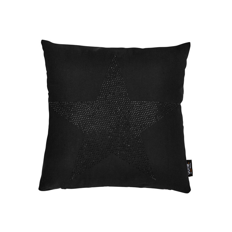 Stone Schwarz/Silberfarben Square Throw Cushion, Black/Black