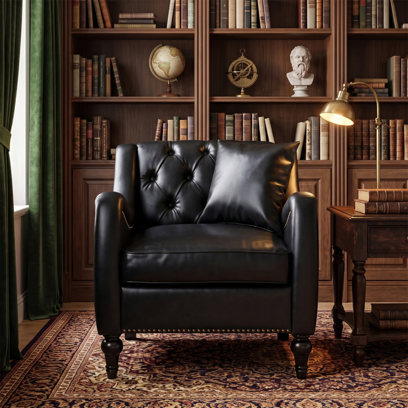 Fauteuil d'appoint en similicuir, Similicuir noir
