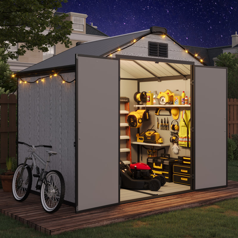 8 Ft. W X 6 Ft. D  Resin Outdoor Storage Shed With Floor, With assembly video