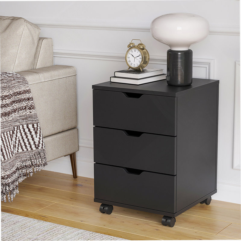 3-Drawer Vertical Filing Cabinet Rolling Wood Mobile File Cabinets Under Desk For Home Office With Casters (Fully Assembled)
