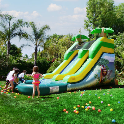 JumpOrange 21 Ft Safari Inflatable Water Slide with Pool, Commercial-Grade PVC, Safety Netting & Blower
