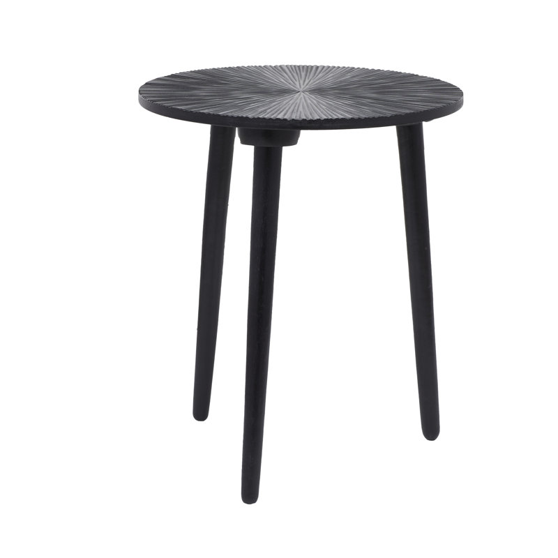 Table de bout à 3 pieds en bois massif, Noir