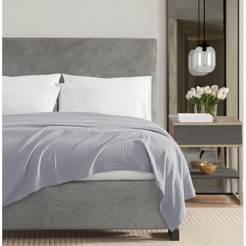 Couverture en coton Vince Camuto Classic, Simple extra long, Gris