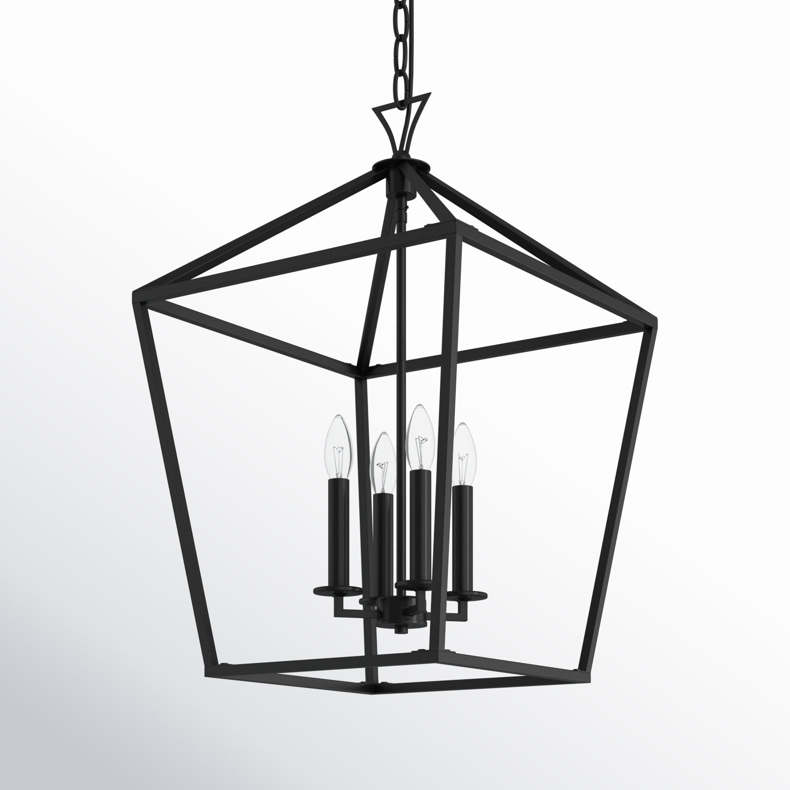 Hastings 4 - Light Lantern Geometric Chandelier, Matte Black